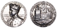 Investiture of the Prince of Wales, 1911, a silver medal by W. Goscombe John, crowned three-quarters left, rev. view...