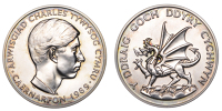 Investiture of the Prince of Wales, 1969, a silver medal by M. Rizzello for the Royal Mint, bust right, rev. dragon...