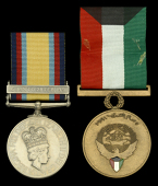 Gulf 1990-91, 1 clasp, 16 Jan to 28 Feb 1991 (23968215 WO1 R K Harvey RE); together with the recipient’s Kuwati...