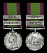 Afghanistan 1878-80, 2 clasps, Charasia, Kabul (1397 Piper. D. Forbes. 92nd Highrs.) edge bruise, otherwise good...