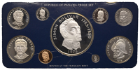 Panama, Republic, Proof Set, 1976, comprising 20 Balboas to Centesimo, Franklin mint (KM PS15) [9]. As struck; in...