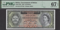 Government of Belize, $10, 1 January 1976, serial number D/2 377732, in PMG holder 67 EPQ, superb gem...