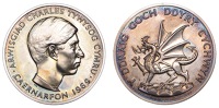 Investiture of the Prince of Wales, 1969, a silver medal by M. Rizzello for the Royal Mint, bust right, rev. dragon...