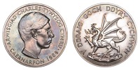 Investiture of the Prince of Wales, 1969, a silver medal by M. Rizzello for the Royal Mint, bust right, rev. dragon...