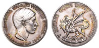 Investiture of the Prince of Wales, 1969, a silver medal by M. Rizzello for the Royal Mint, bust right, rev. dragon...