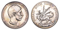 Investiture of the Prince of Wales, 1969, a silver medal by M. Rizzello for the Royal Mint, bust right, rev. dragon...