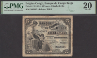 Banque du Congo Belge, 5 Francs, Elisabethville, 2 March 1920, serial number E485865, in PMG holder 20, very fine,...