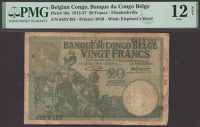Banque du Congo Belge, 20 Francs, Elisabethville, 2 July 1926, serial number 043V483, repaired, pieces added, in PMG...