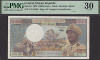 Banque des Etats de l’Afrique Centrale, Central African Empire, 1000 Francs, 1 April 1978, serial number D.7...