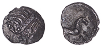 British Iron Age, ICENI, Uninscribed issues, silver Unit, Norfolk Diadem type, female head right, large curl behind...