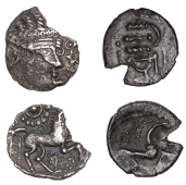 British Iron Age, ICENI, Uninscribed issues, silver Units (2), Norfolk Diadem type, female head right, sharply...