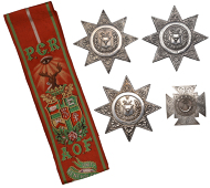 Ancient Order of Foresters, 1890, an order group containing silver breast stars (3), a silver cross (1), and silk...