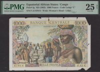 Banque Centrale Etats de la Afrique Equatoriale, Congo, 1000 Francs, ND (1966), serial number F.12 67814, Panouillot...