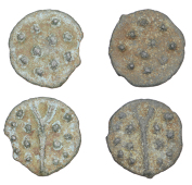 British Iron Age, DUROTRIGES, Uninscribed issues, cast bronze Units (2), Hengistbury Multi Dots type, spike through...
