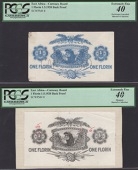 East African Currency Board, reverse proofs (2) for 1 Florin, ND (1 May 1920), first blue, perforated CANCELLED,...