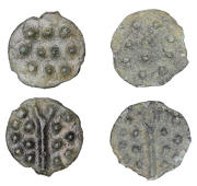 British Iron Age, DUROTRIGES, Uninscribed issues, cast bronze Units (2), Hengistbury Multi Dots type, spike through...