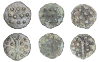 British Iron Age, DUROTRIGES, Uninscribed issues, cast bronze Units (3), Hengistbury Multi Dots type, spike through...
