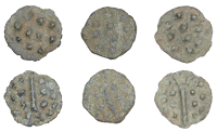 British Iron Age, DUROTRIGES, Uninscribed issues, cast bronze Units (3), Hengistbury Multi Dots type, spike through...
