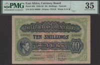 East African Currency Board, 10 Shillings, 1 January 1952, serial number D/53 90990, in PMG holder 35, choice very...