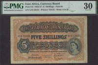 East African Currency Board, 5 Shillings, 31 March 1953, serial number G19 53335, in PMG holder 30, very fine, a...
