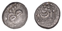 British Iron Age, DUROTRIGES, Uninscribed issues, silver Stater, Spread Tail type, devolved head of Apollo...