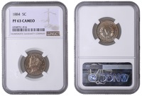 United States of America, Proof 5 Cents, 1884, Philadelphia (KM 112). Prettily toned, practically as struck [Graded...
