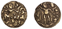Ceylon, CHOLA EMPIRE, Occupation issue, gold Kahavanu, AD 990-1070, 4.33g/12h (Fr. 1; Mitch. 825). Very fine,...