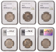 India, British India, George V, George V, Rupees (3), 1917c, 1918b, 1920b (KM 524) [3]. All good extremely fine...