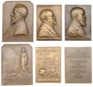 France, Élie Reumaux, 1910, a bronze plaque by H. -J. Lefebvre, for the Conseil des Mines de Lens, 59 x 78mm...