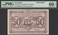 Royal Greenland Trading Company, specimen 50 Kroner, ND (1953-67), serial number 0235169, perforated SPECIMEN, in...