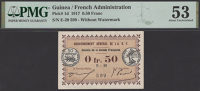 Gouvernement General de l’A.O.F. Guinea, 0.50 Francs, 1917, serial number E-20 599, in PMG holder 53, about...