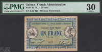 Gouvernement General de l’A.O.F. Guinea, 1 Franc, 1917, serial number E-23 421, stained, annotation, in PMG holder...