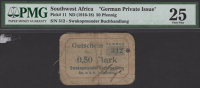 Swakopmunder Buchhandlung, German South West Africa, 50 Pfennig, 1916-1918, serial number 312, in PMG holder 25,...