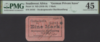 Swakopmunder Buchhandlung, German South West Africa, 1 Mark, 1916-1918, serial number 54161, in PMG holder 45,...