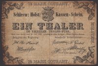 Schleswig Holstein, Kassen-Schein, 1 Thaler = 2 1/2 Mark Courant, 31 July 1848, serial number 244J 24091, slight...