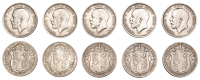 George V, Halfcrowns (5), 1914, 1915, 1916, 1917, 1918 (S 4011) [5]. Very fine	 £100-£120