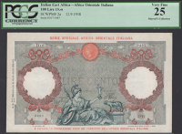Banca d’Italia, Italian East Africa, 100 Lire, 12 September 1938, serial number D17 0487, in PCGS holder 25, very...