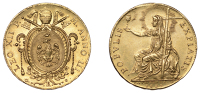 Italy – Papal States, Leo XII, 2 Zecchini, 1825, Rome (Fr. 253; KM 1088). Small edge nicks between 11 and 1...