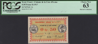 Gouvernement General de l’A.O.F., 50 Centimes, 11 February 1917, serial number X-31 929, Peytral and Lapalud...