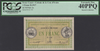 Gouvernement General de l’A.O.F., 1 Franc, 11 February 1917, serial number N-62 550, Peytral and Lapalud...