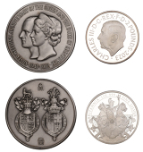 Elizabeth II, Silver Wedding Anniversary, 1972, a silver medal by D. Cornell for J. Pinches, conjoined busts left,...