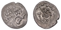 British Iron Age, DUROTRIGES, Uninscribed issues, silver Stater, Turf Cutter/Cranborne Chase type, devolved head of...