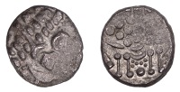 British Iron Age, DUROTRIGES, Uninscribed issues, silver Stater, Turf Cutter/Cranborne Chase type, devolved head of...