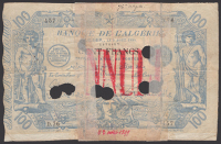 Banque de l’Algerie, 100 Francs, Algiers, 9 August 1894, serial number D.76 457, Chenu, Nelson-Chierico, and...