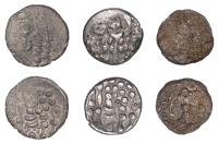 British Iron Age, DUROTRIGES, Uninscribed issues, silver Staters (3), Turf Cutter/Cranborne Chase type, devolved...