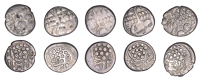 British Iron Age, DUROTRIGES, Uninscribed issues, silver Staters (5), Cranborne Chase type, devolved head of Apollo...
