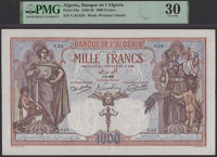 Banque de l’Algerie, 1000 Francs, 1 September 1926, serial number Y.55 929, Penalva, Picard, and Moyse signatures,...