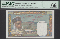 Banque de l’Algerie, 100 Francs, 23 May 1945, serial number Z.2158 084, in PMG holder 66 EPQ, gem uncirculated,...
