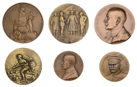 France, General Pershing’s Visit to the Front Lines, 1918, a bronze medal by C. Pillet, Pershing meeting Petain,...