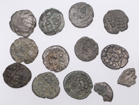British Iron Age, DUROTRIGES, Uninscribed issues, billon Stater, Cranborne Chase type, devolved head of Apollo...